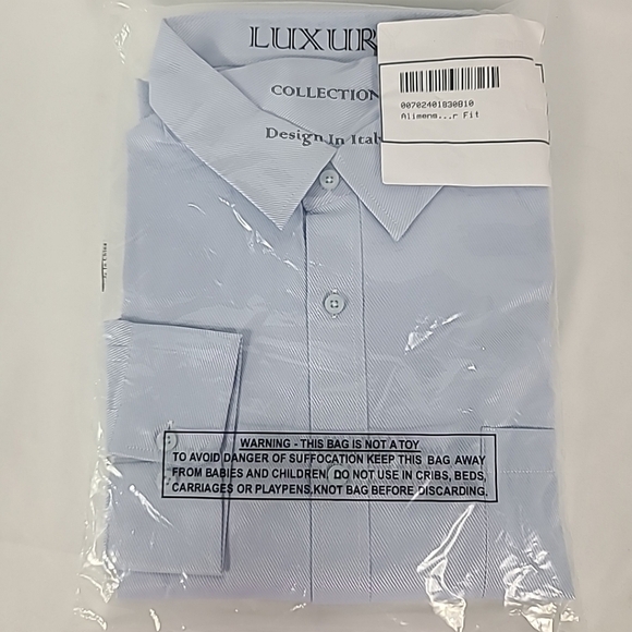 NEW Flex Men's Luxury Collection Designed in Italy Long Sleeve Blue Shirt 3XL - Picture 9 of 9